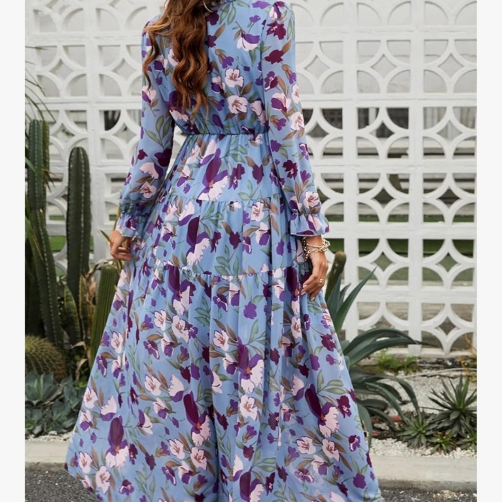 Floral Blue Maxi Dress - Picture 6 of 7